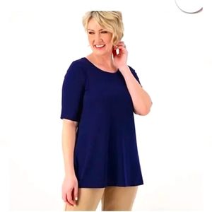 QVC Susan Graver Modern Essentials Reg Liquid Knit A-Line Tunic Sapphire 3XL